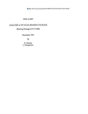 Read Online Analysis of ITT Scan Bearing Package (Bearing Package S/N 7-1004) - National Aeronautics and Space Administration file in PDF