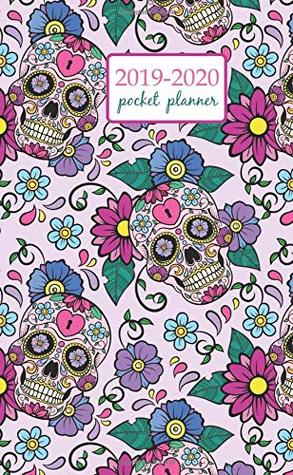 Download 2019-2020 Pocket Planner: 2 Year Pocket Monthly Calenda Planner 4 x 6.5 inch Festive background with sugar skulls, heart and flower ornament. (2 Year Pocket Monthly planners) -  file in PDF